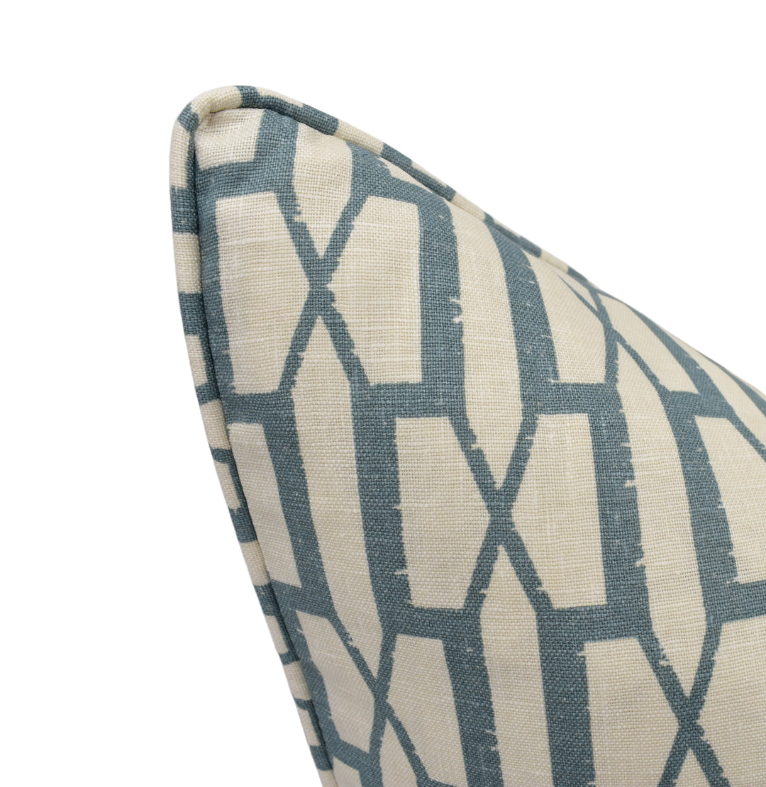 Schumacher - Belvedere - Peacock Blue - Sophisticated Modern Trellis Geometric Cushion Cover - Handmade Throw Pillow - Designer Home Décor