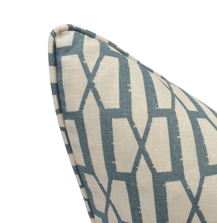 Schumacher - Belvedere - Peacock Blue - Sophisticated Modern Trellis Geometric Cushion Cover - Handmade Throw Pillow - Designer Home Décor