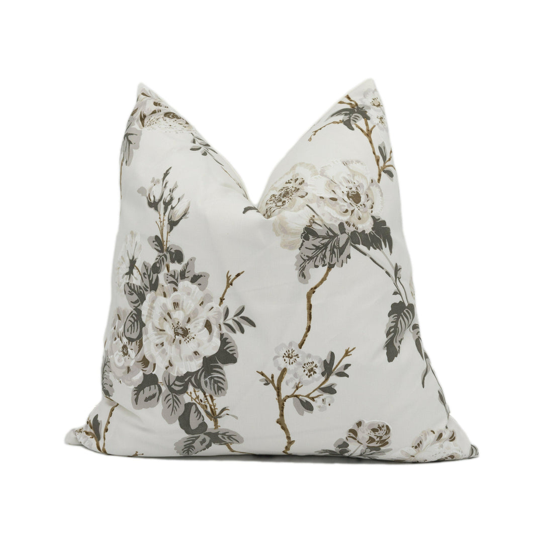 Schumacher - Betty Chintz - Charcoal - Lush Floral Cushion Cover - Handmade Throw Pillow - Designer Home Décor.