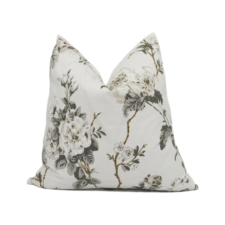 Schumacher - Betty Chintz - Charcoal - Lush Floral Cushion Cover - Handmade Throw Pillow - Designer Home Décor.