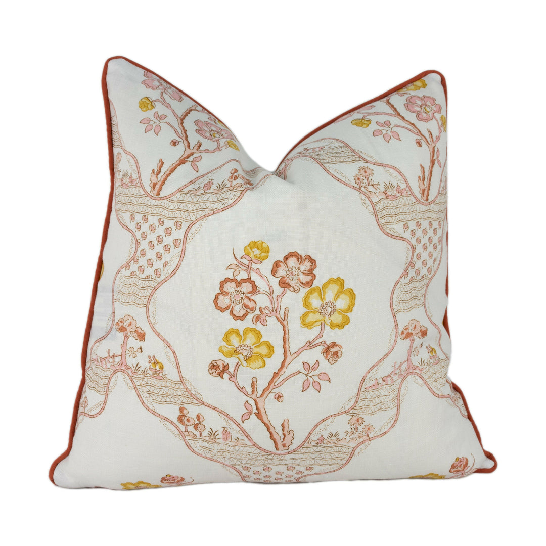 Schumacher - Marella - Spice - Floral Vogue Living Designer Cushion Cover - Handmade Throw Pillow - Luxury Home Decor.