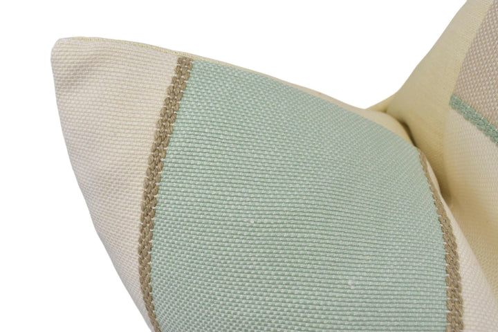 Colefax and Fowler - Callan Stripe - Aqua - Understated Embroidered Stripe Designer Cushion Cover - Luxury Throw Pillow - Handmade Home.