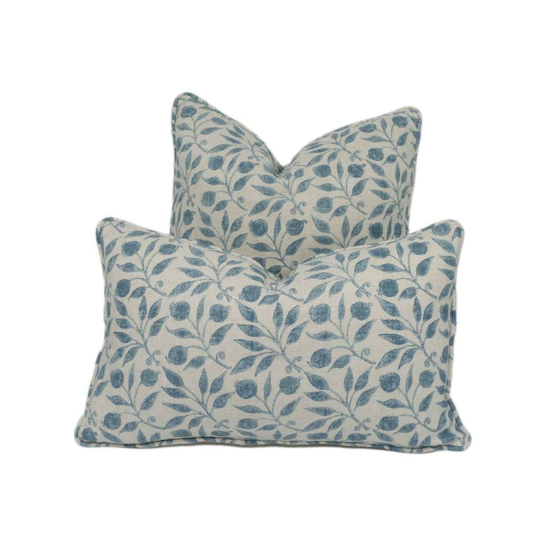 William Morris - Rosehip - Mineral Blue - Classic Morris Intricate Floral Designer Cushion Cover - Luxury Throw Pillow - Handmade Home Decor.