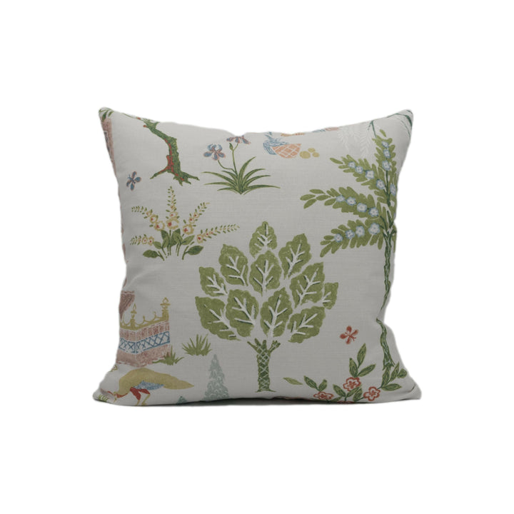 Jane Churchill - Persian Grove - Pink / Grey - Delicate Indian Garden Cushion Cover - Handmade Throw Pillow Designer Home Décor.