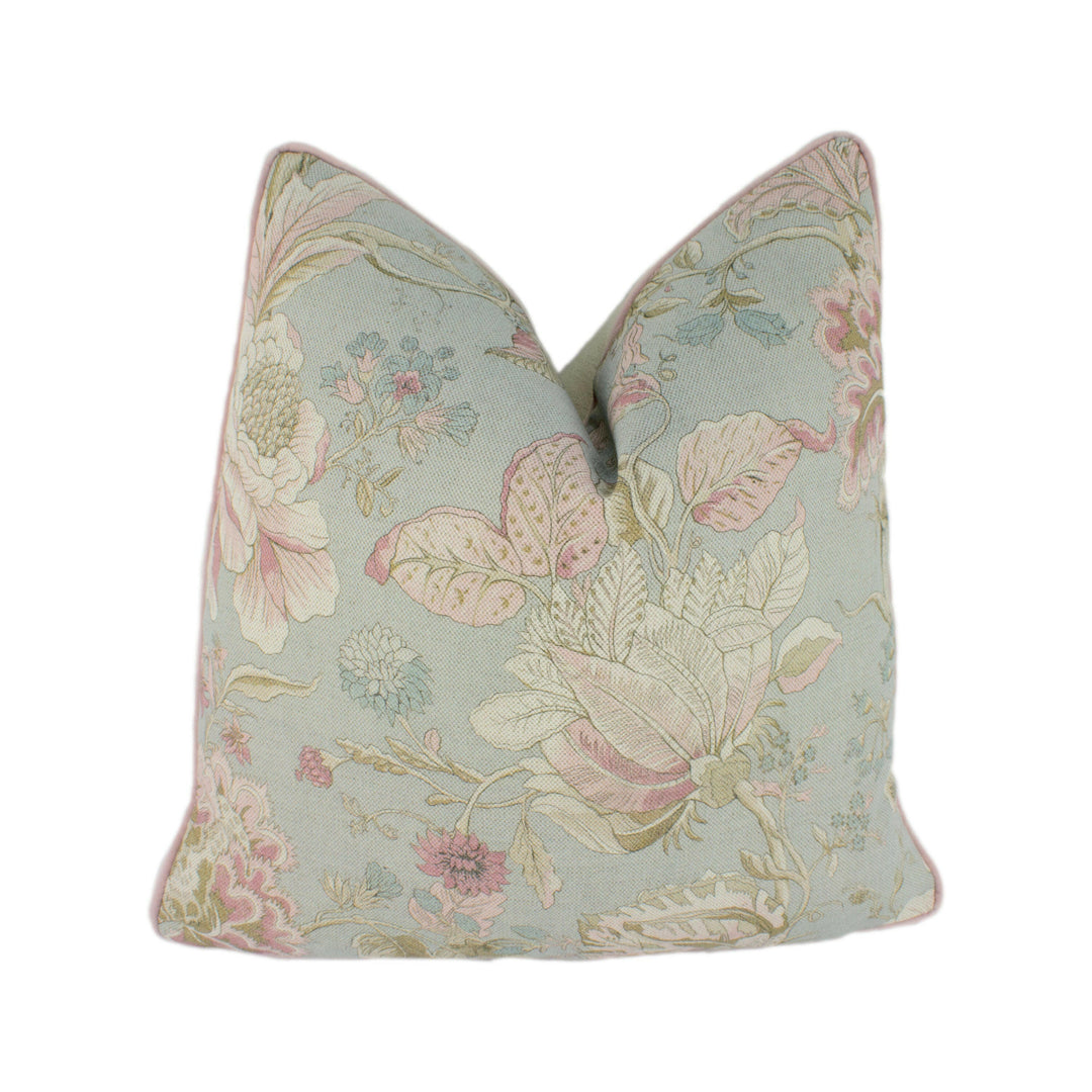 Clarke & Clarke - Sissinghurst - Mineral / Blush - Beautiful Intricate Illustrative Floral Designer Cushion Cover - Luxury Throw Pillow.
