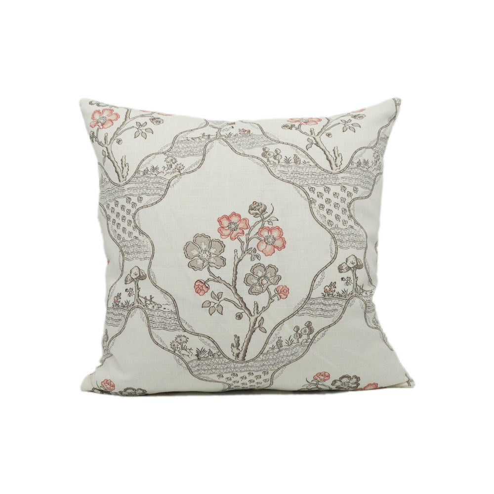Schumacher - Marella - Rose - Charming Wavy Botanical Trellis Cushion Cover - Handmade Throw Pillow - Designer Home Décor.