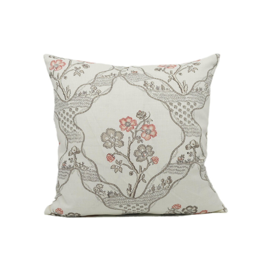 Schumacher - Marella - Rose - Charming Wavy Botanical Trellis Cushion Cover - Handmade Throw Pillow - Designer Home Décor.