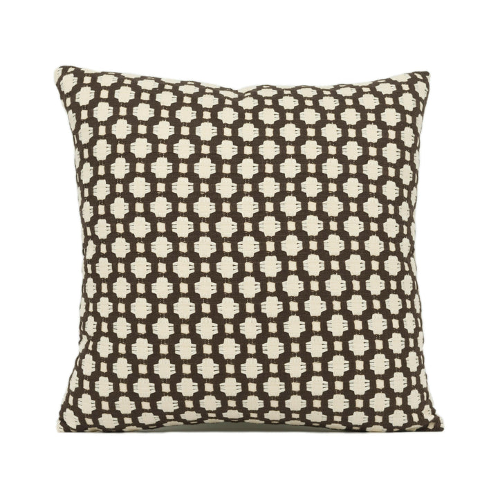 Schumacher - Betwixt - Bear / Ivory - Textural Woven Geometric Cushion Cover - Handmade Throw Pillow - Designer Home Décor.