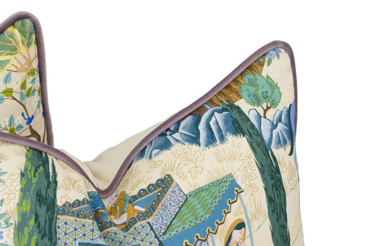 Manuel Canovas - Leyla - Ceylan - Contemporary Silk Road Inspired Designer Cushion Cover - Luxury Throw Pillow - Handmade Home Décor.