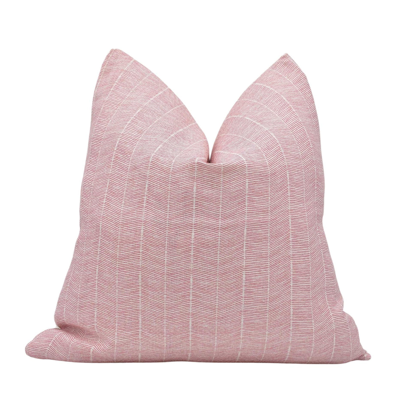 a pink pillow with a white stripe on it