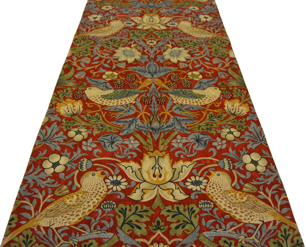 William Morris - Strawberry Thief - Crimson / Slate - Table Runner.