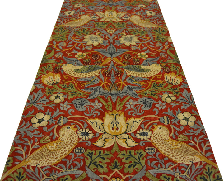 William Morris - Strawberry Thief - Crimson / Slate - Table Runner.