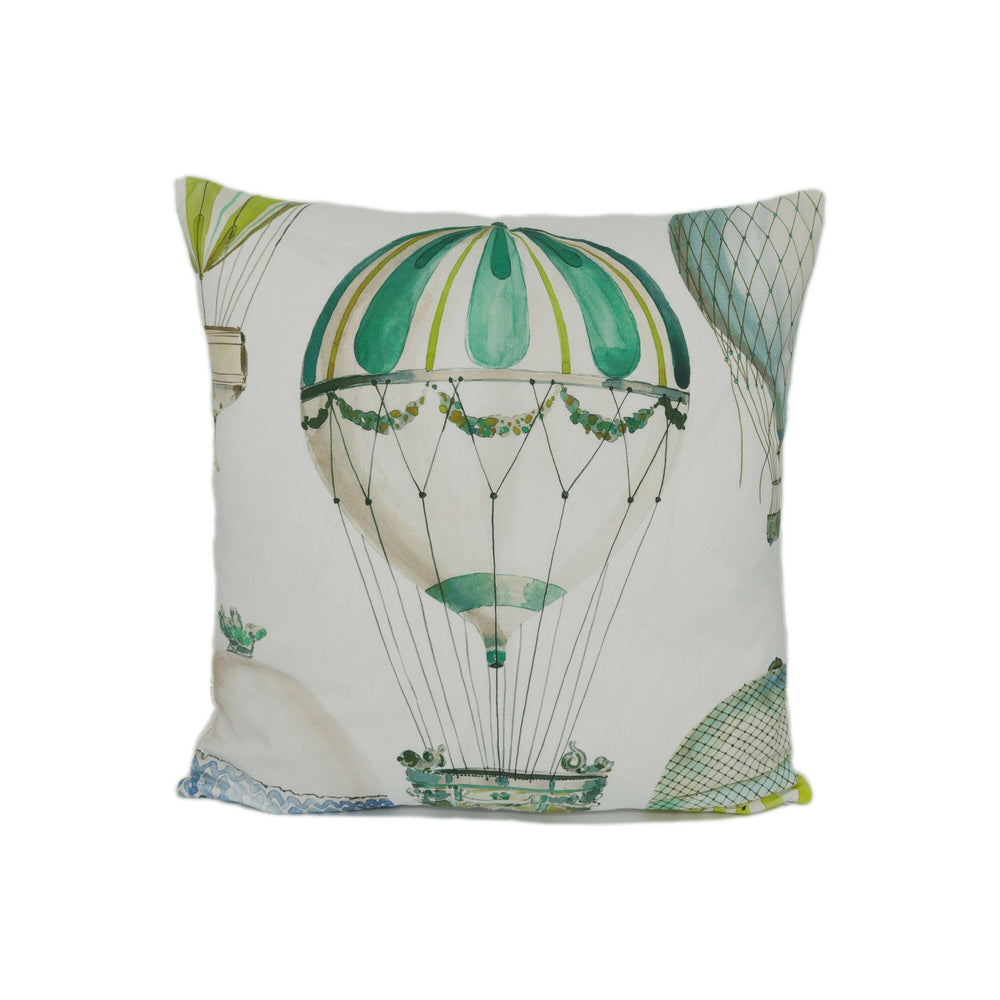 Manuel Canovas - L'Envol - Jade - Whimsical Hot Air Balloon Designer Cushion Cover - Handmade Throw Pillow - Designer Home Décor.