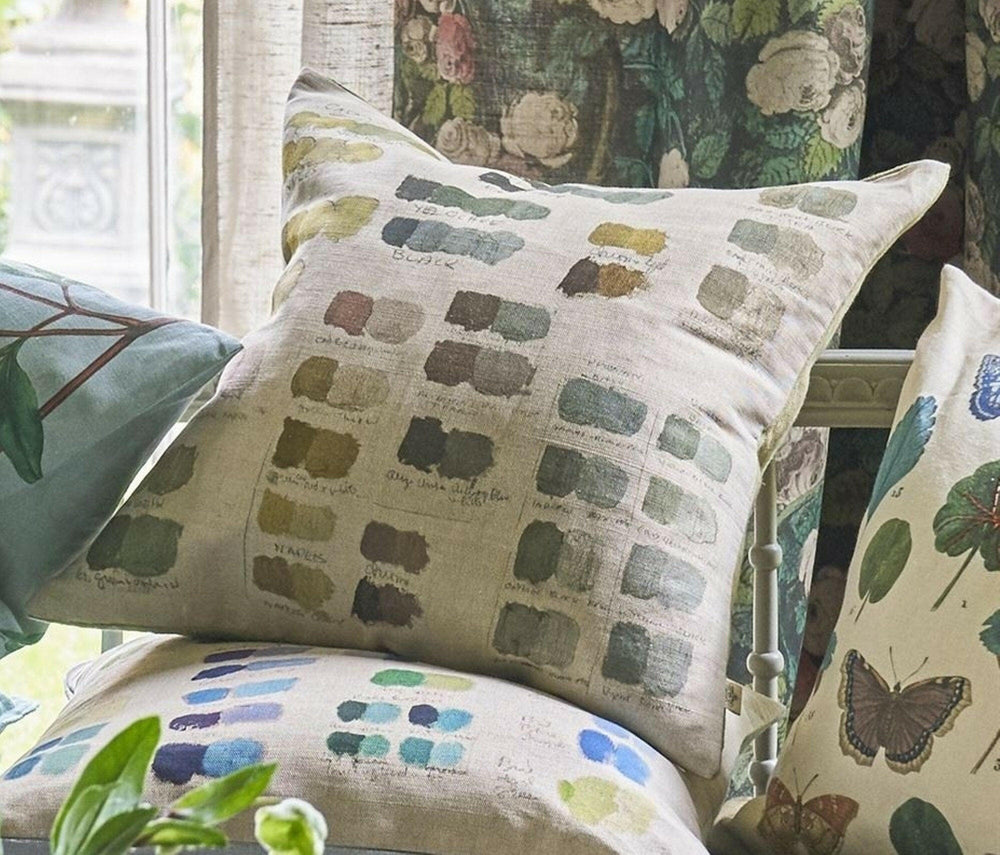 John Derian for Designers Guild - Mixed Tones II - Neutral - Charming Artists Palette Designer Cushion Cover Luxury Throw Pillow Home Decor.