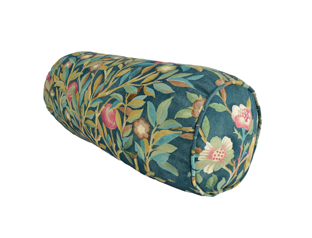 William Morris Melsetter Indigo Bolster Cushion 17" X 8" Designer Home Decor.