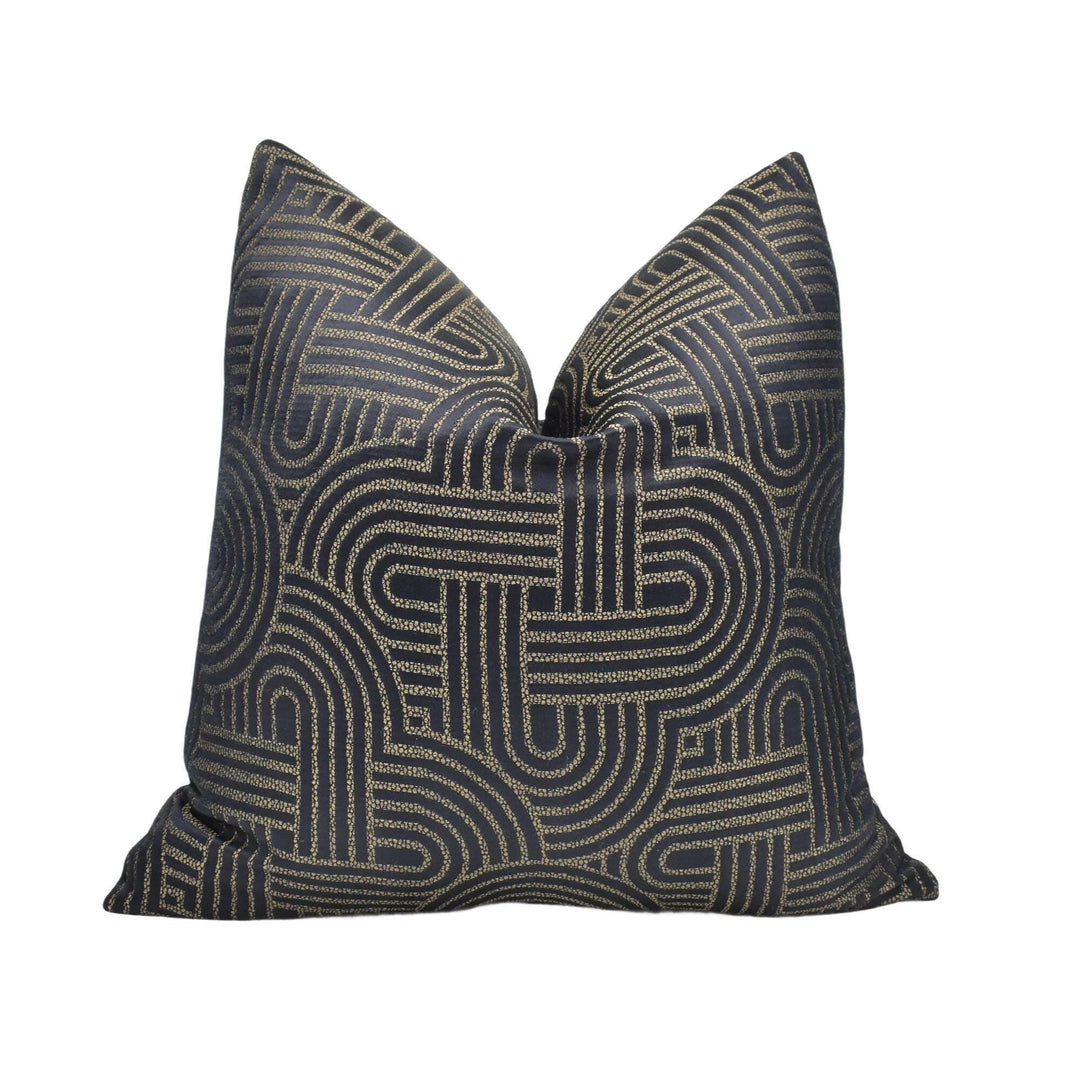 Casamance - Mollino - Noir De Lune - Feminine Geometric Jacquard Woven Designer Cushion Cover - Luxury Throw Pillow - Handmade Home Decor.