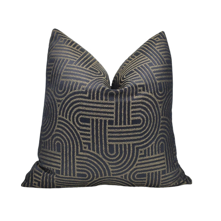 Casamance - Mollino - Noir De Lune - Feminine Geometric Jacquard Woven Designer Cushion Cover - Luxury Throw Pillow - Handmade Home Decor.