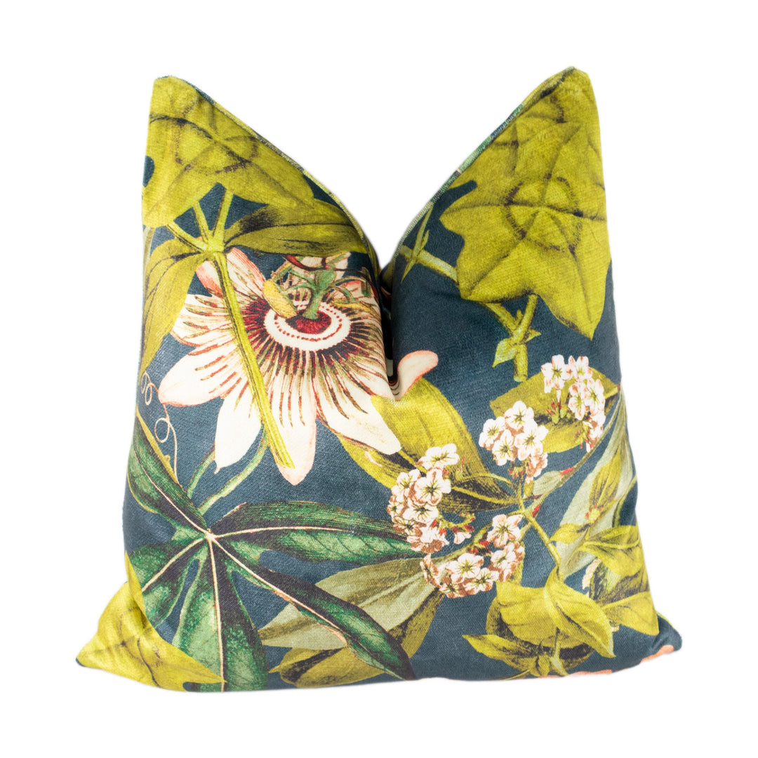 Clarke & Clarke – Passiflora – Midnight/Spice – Cushion Cover – Jewel Toned Velvet Botanical