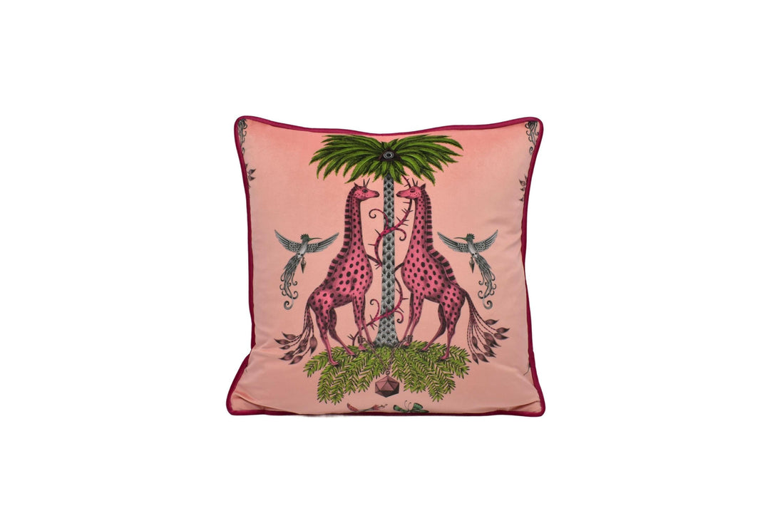 Funky Pink Maximalist Fantasy Creatures Velvet Designer Cushion Cover - Luxury Throw Pillow - Handmade Home Decor Creatura.