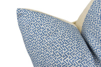 Thumbnail for a close up of a blue and white pillow