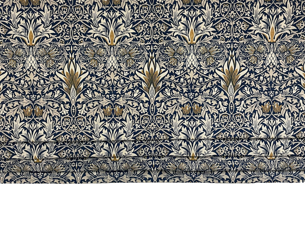 William Morris - Snakeshead - Indigo / Hemp - Professionally Made Roman Blind Made to Measure.