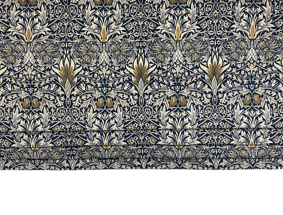 William Morris - Snakeshead - Indigo / Hemp - Professionally Made Roman Blind Made to Measure.