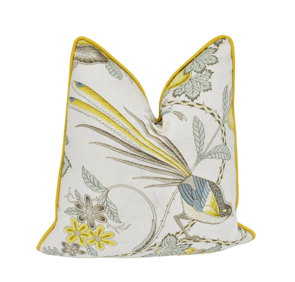 Schumacher - Campagne - Cadet / Citron - Lush Lively French Floral Designer Cushion Cover - Handmade Throw Pillow - Designer Home Decor.