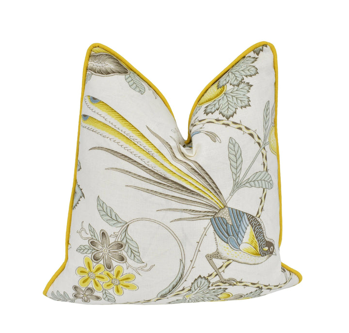 Schumacher - Campagne - Cadet / Citron - Lush Lively French Floral Designer Cushion Cover - Handmade Throw Pillow - Designer Home Decor.