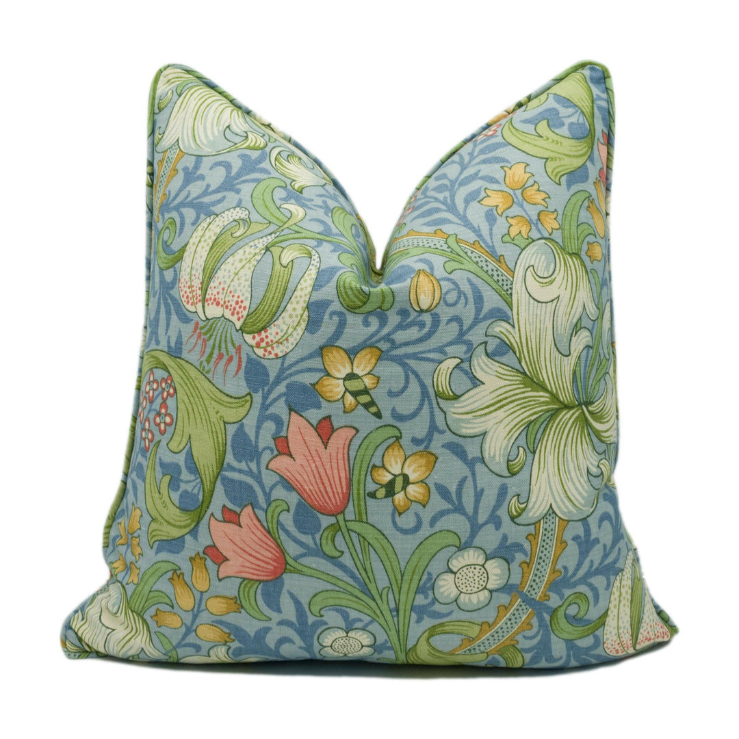 William Morris - Golden Lily Major - Mineral - Classic Bold Morris Floral Designer Cushion Cover - Luxury Throw Pillow - Handmade Home Decor.