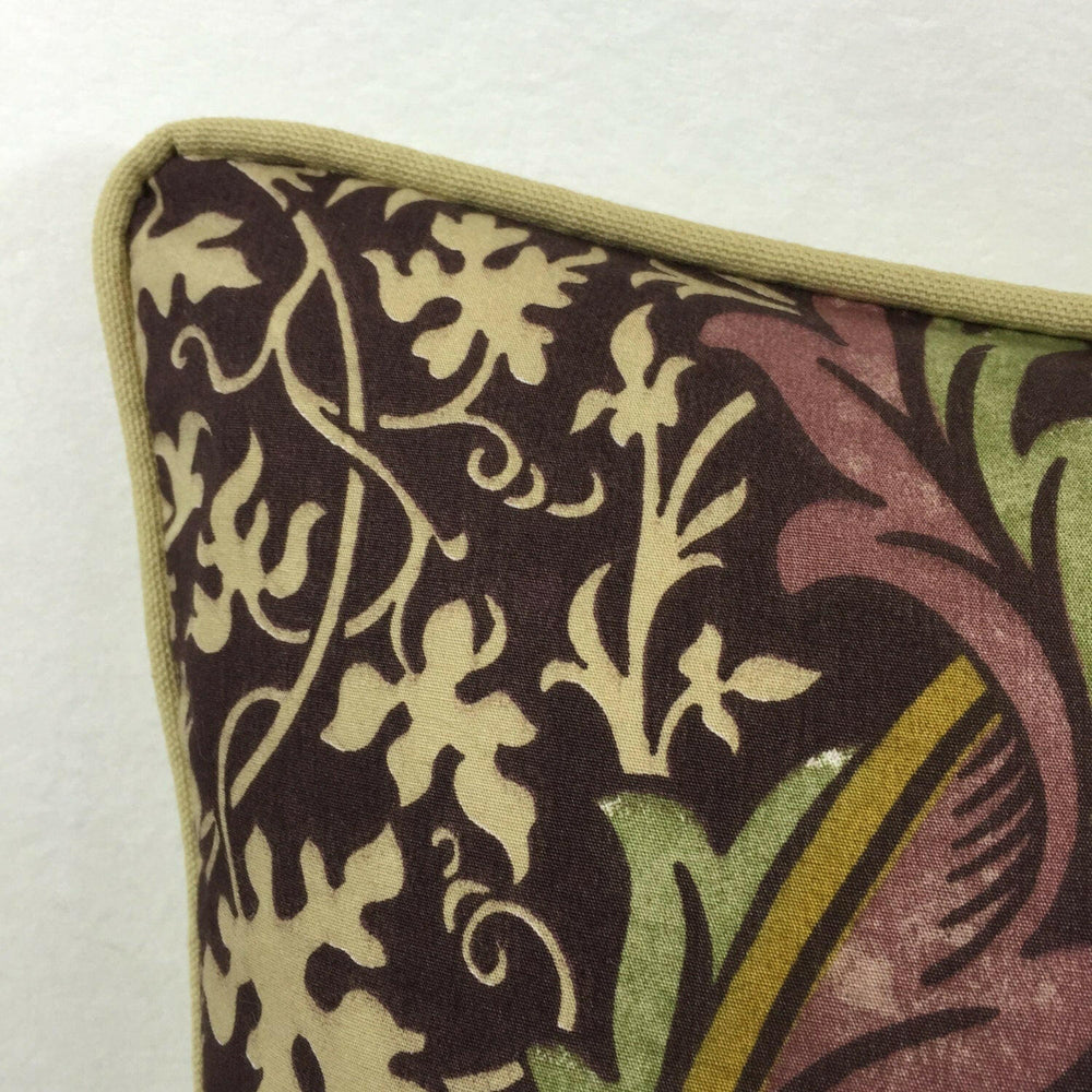 William Morris - Kennet - Grape / Gold - Contrast Piped Cushion Cover Throw Pillow Designer Home Decor.