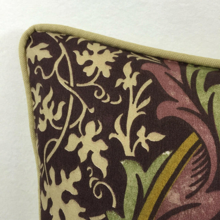 William Morris - Kennet - Grape / Gold - Contrast Piped Cushion Cover Throw Pillow Designer Home Decor.