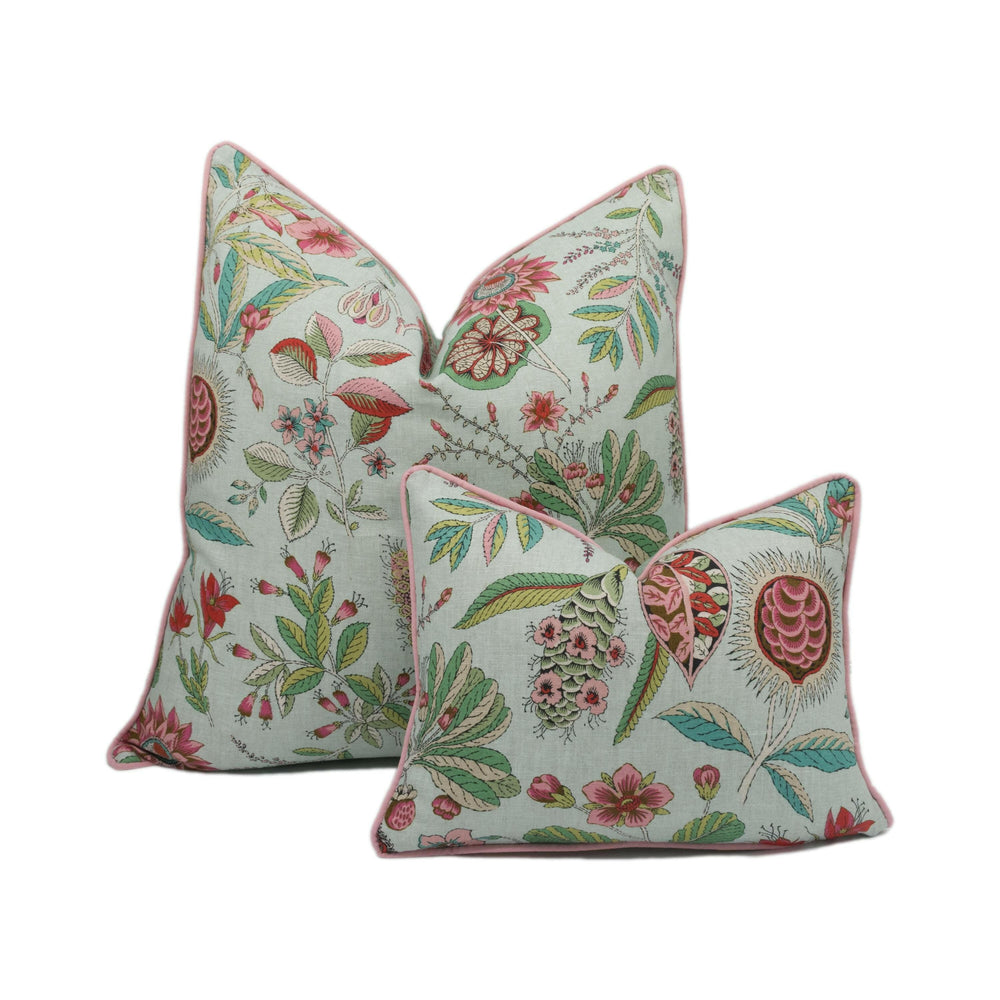 Schumacher - Roca Redonda - Mineral & Pink - Bubblegum Floral Chic Designer Cushion Cover - Handmade Throw Pillow - Luxury Home Decor.