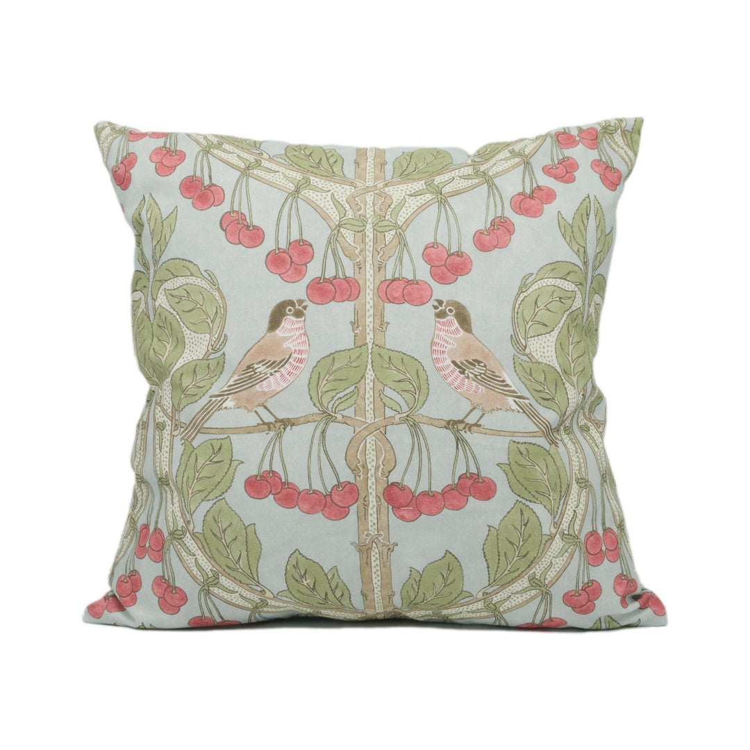GP and J Baker - Birds & Cherries - Soft Blue - Charming Floral Bird Designer Cushion Cover  - Luxury Throw Pillow - Handmade Home Décor.