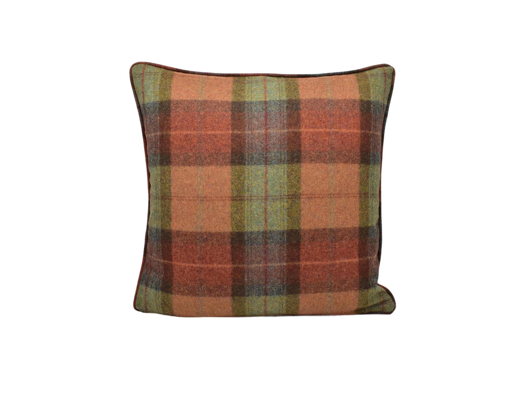 Abraham Moon - Skye - Burnt Orange -  100% Wool Cushion Cover - Designer Plaid Pillow Cover - Handmade Custom Abraham Moon Pillow.