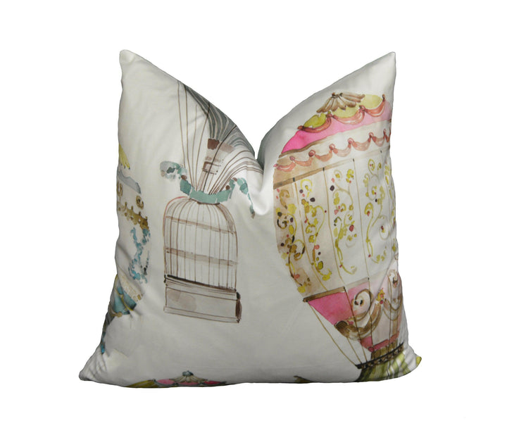 Manuel Canovas - L'Envol - Multicolore - Whimsical Hot Air Balloon Designer Cushion Cover - Handmade Throw Pillow - Designer Home Décor.