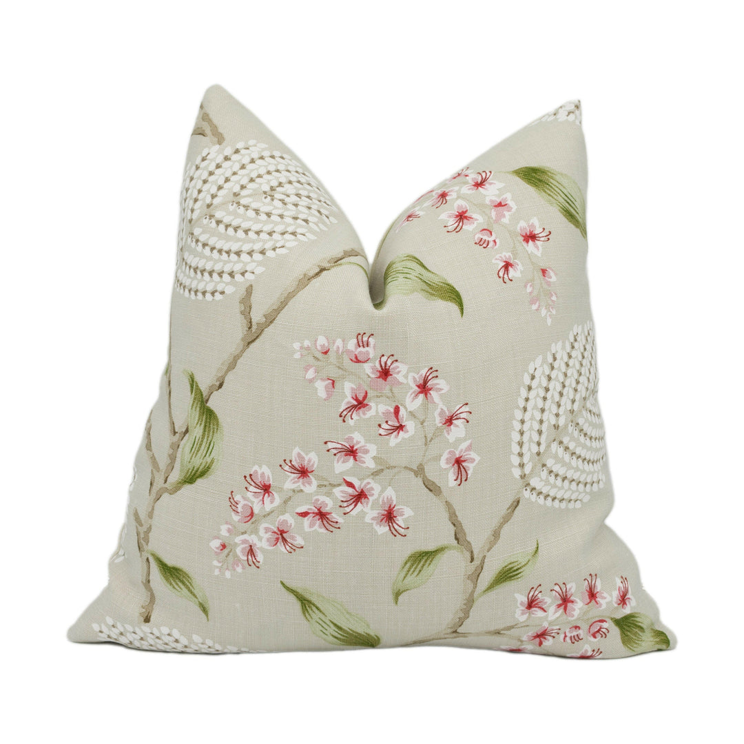 Colefax and Fowler - Atwood - Pink / Green - Modern Trailing Floral Designer Cushion Cover - Handmade Throw Pillow Luxury Home Decor.