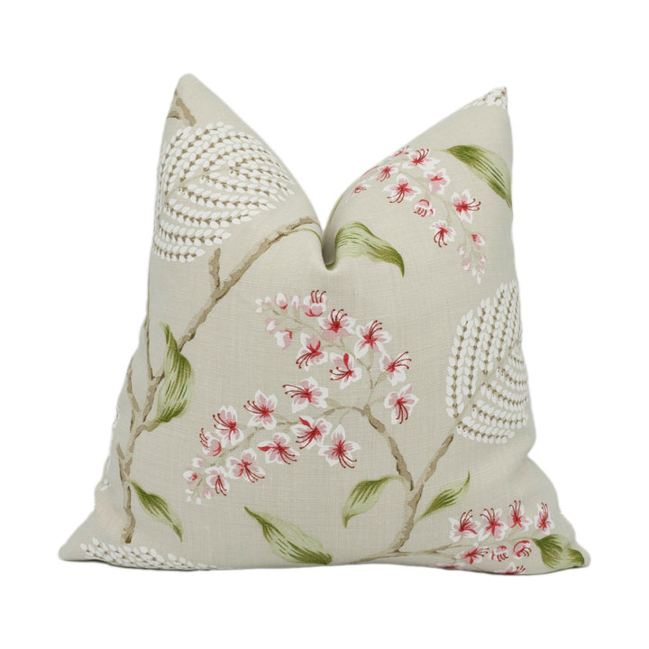 Colefax and Fowler - Atwood - Pink / Green - Modern Trailing Floral Designer Cushion Cover - Handmade Throw Pillow Luxury Home Decor.