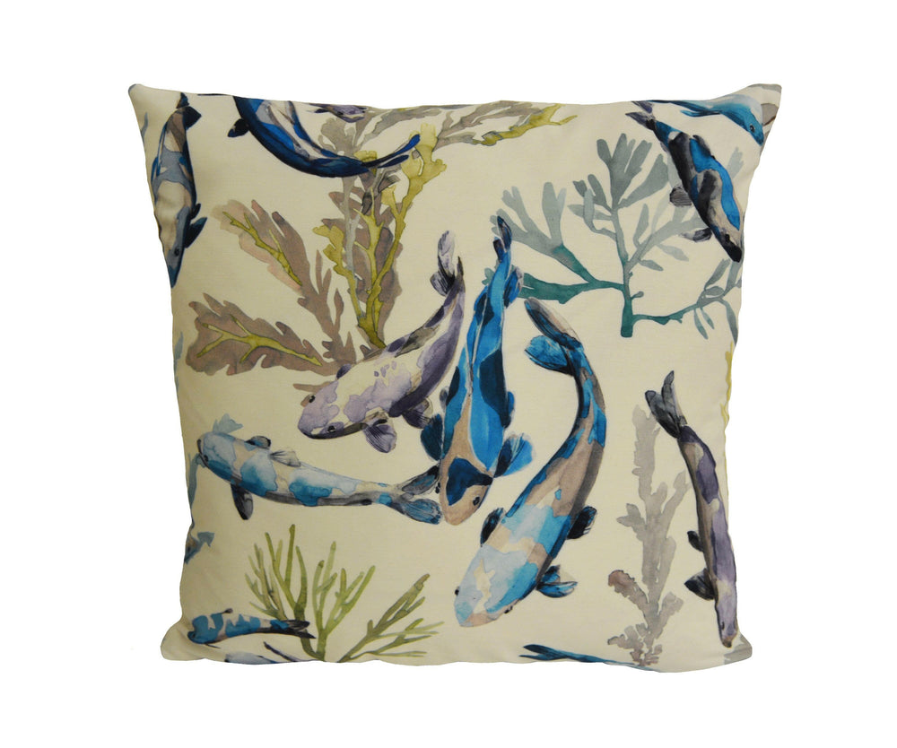 Manuel Canovas - Salina - Turquoise -  Elegant Asiatic Koi Carp Designer Cushion Cover - Handmade Throw Pillow - Designer Home Decor.