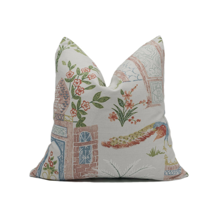 Jane Churchill - Persian Grove - Pink / Grey - Delicate Indian Garden Cushion Cover - Handmade Throw Pillow Designer Home Décor.