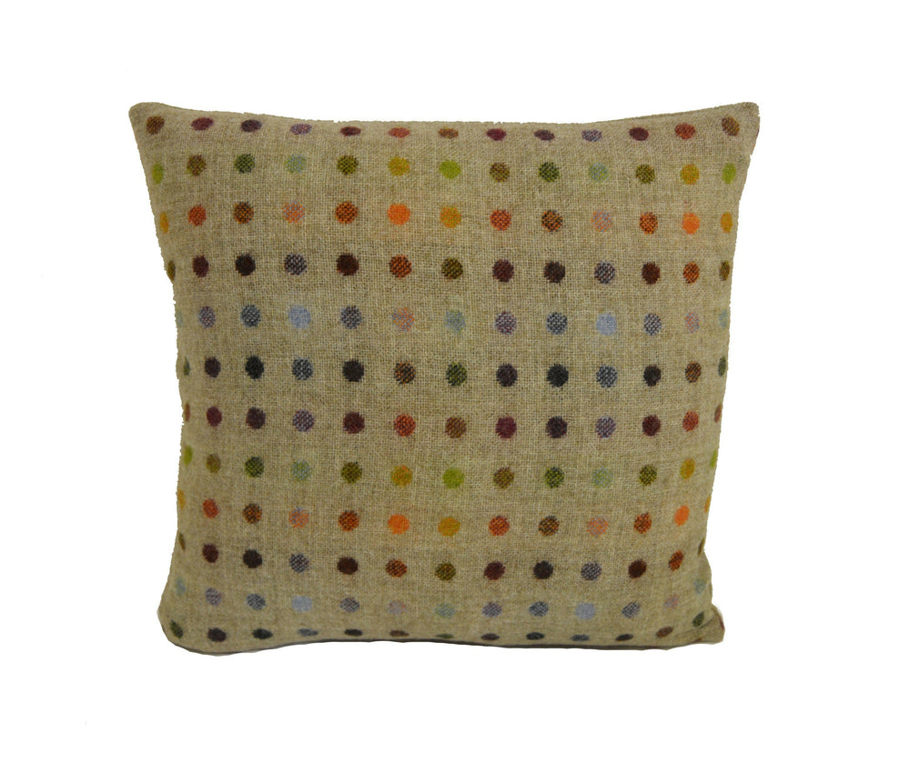 Abraham Moon - Multispot - Natural - 100% Wool Cushion Cover - Designer Plaid Pillow Cover - Handmade Custom Abraham Moon Pillow.