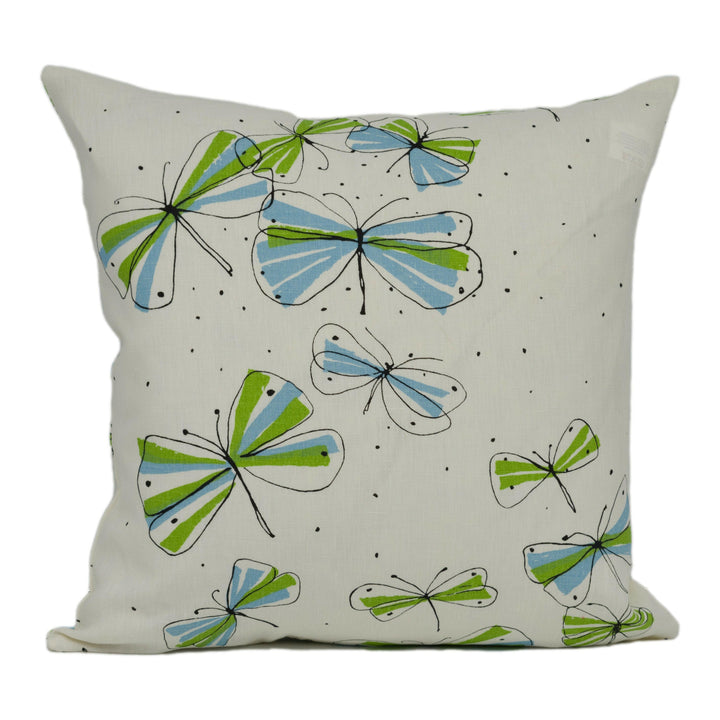 Vera Neumann for Schumacher - Monarch's March - Sky and Leaf - Enchanting Nature Cushion Cover - Handmade Throw Pillow - Designer Home Décor.