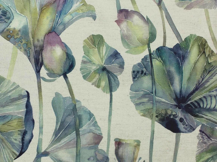 Voyage - Cheriton - Skylark - Stunning Watercolour Lotus Cushion Cover - Handmade Throw Pillow Designer Home Decor.