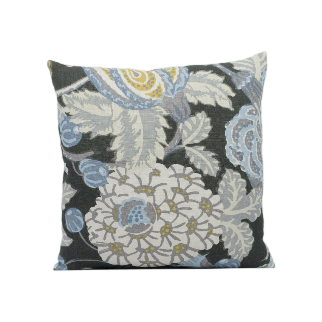 Thibaut - Mitford - Grey - Vintage 1920's Block Print Floral Designer Cushion Cover - Luxury Throw Pillow - Handmade Home Decor.