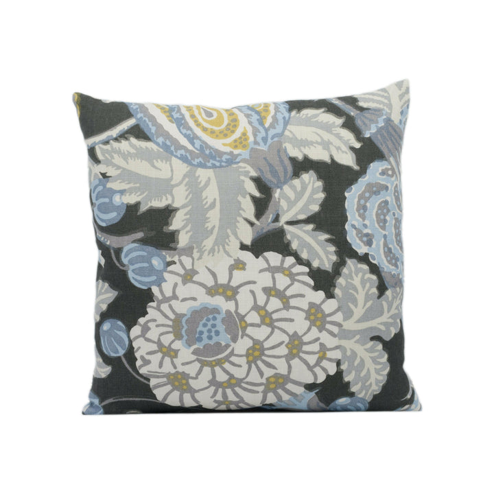 Thibaut - Mitford - Grey - Vintage 1920's Block Print Floral Designer Cushion Cover - Luxury Throw Pillow - Handmade Home Decor.