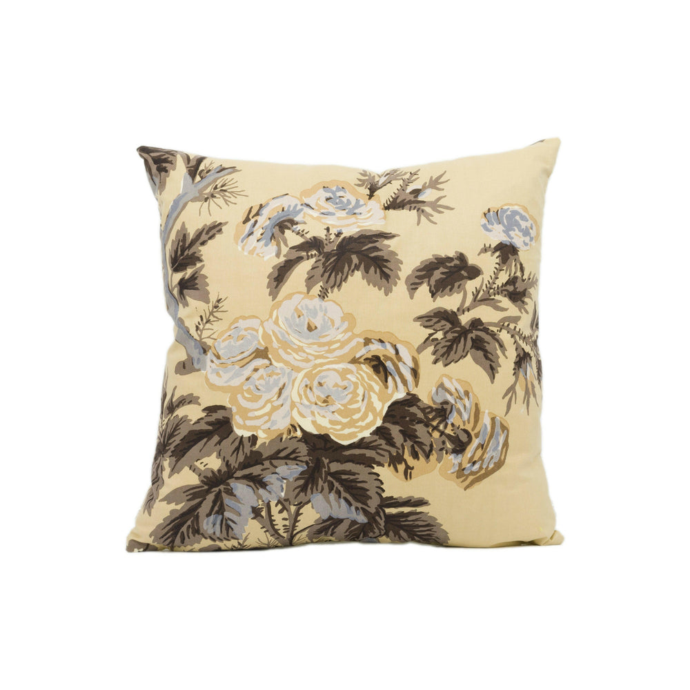 Schumacher - Pyne Hollyhock - Tobacco - Albert Hadley for Nancy Pyne - Classic Floral Chintz Cushion Cover - Luxury Handmade Throw Pillow.