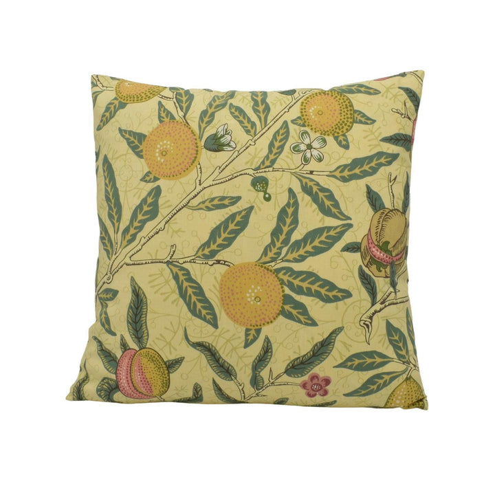 William Morris -  Fruit Major - Ivory / Teal - Traditional Trailing Fruits & Floral Classic English Designer Cushion Cover - Luxury Handmade.