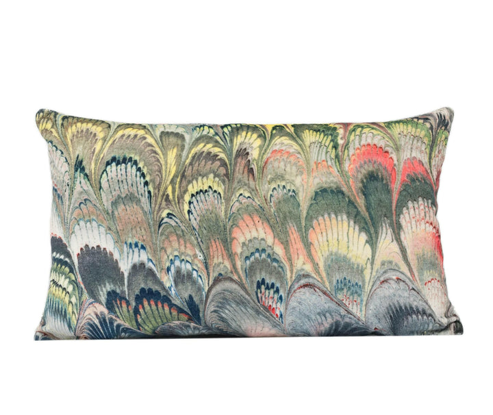 Beata Heuman - Marbleized Velvet - Marvellous Sumptuous Unique Marbled Designer Cushion Cover - Handmade Home Décor - Luxury Throw Pillow.