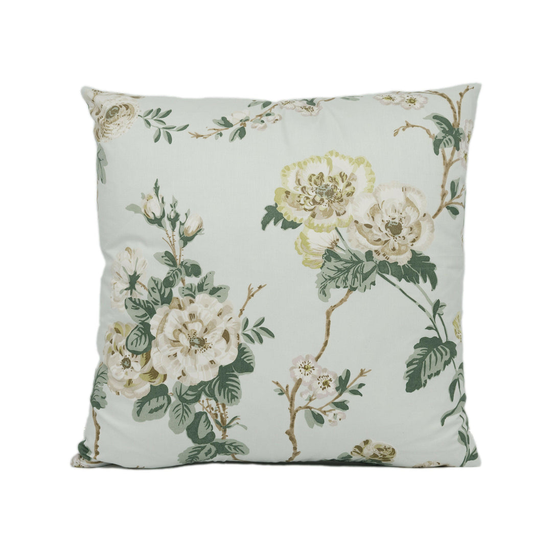 Schumacher - Betty Chintz - Celadon - Lush Floral Cushion Cover - Handmade Throw Pillow - Designer Home Décor.