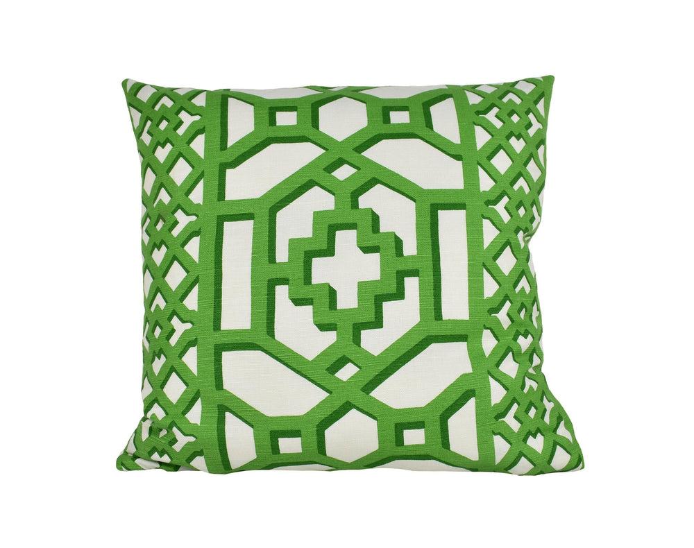 Schumacher - Zanzibar Trellis Matte - Jade - Elsie de Wolfe Inspired Designer Cushion Cover - Handmade Throw Pillow - Luxury Home Decor.