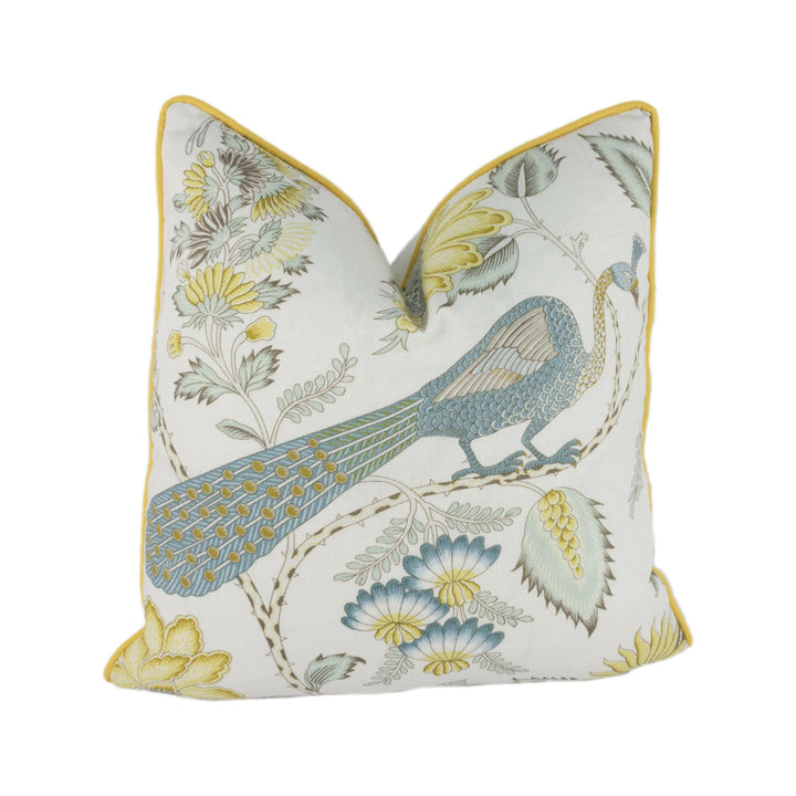 Schumacher - Campagne - Cadet / Citron - Lush Lively French Floral Designer Cushion Cover - Handmade Throw Pillow - Designer Home Decor.